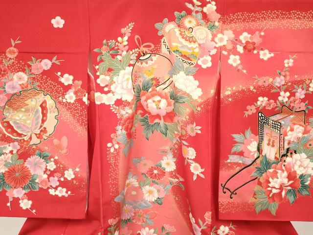 平和屋着物[]お宮参り　女の子　祝着　産着　初着　のしめ　鈴　花筏　暈し染め　金彩　逸品　DABC5031ma