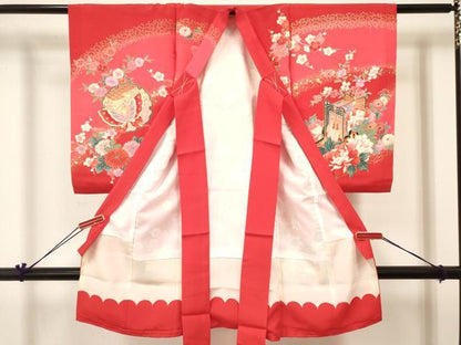 平和屋着物[]お宮参り　女の子　祝着　産着　初着　のしめ　鈴　花筏　暈し染め　金彩　逸品　DABC5031ma