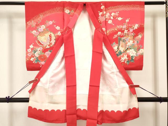 平和屋着物[]お宮参り　女の子　祝着　産着　初着　のしめ　鈴　花筏　暈し染め　金彩　逸品　DABC5031ma