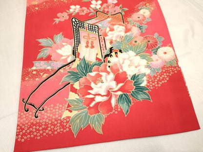 平和屋着物[]お宮参り　女の子　祝着　産着　初着　のしめ　鈴　花筏　暈し染め　金彩　逸品　DABC5031ma