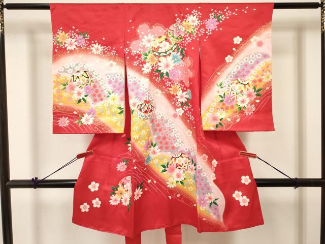 平和屋着物[]お宮参り　女の子　祝着　産着　初着　のしめ　鞠花文　暈し染め　金彩　逸品　DABC5032ma
