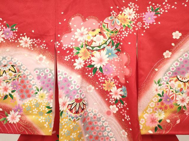 平和屋着物[]お宮参り　女の子　祝着　産着　初着　のしめ　鞠花文　暈し染め　金彩　逸品　DABC5032ma