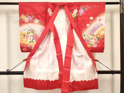 平和屋着物[]お宮参り　女の子　祝着　産着　初着　のしめ　鞠花文　暈し染め　金彩　逸品　DABC5032ma