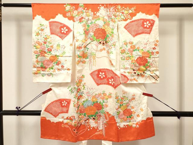 平和屋着物[]お宮参り　女の子　祝着　産着　初着　のしめ　鈴　花筏　暈し染め　金彩　逸品　DABC5033ma