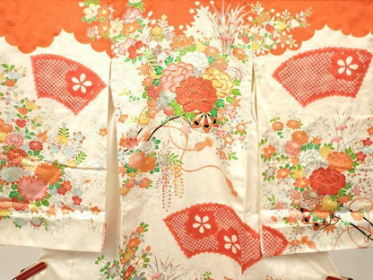 平和屋着物[]お宮参り　女の子　祝着　産着　初着　のしめ　鈴　花筏　暈し染め　金彩　逸品　DABC5033ma