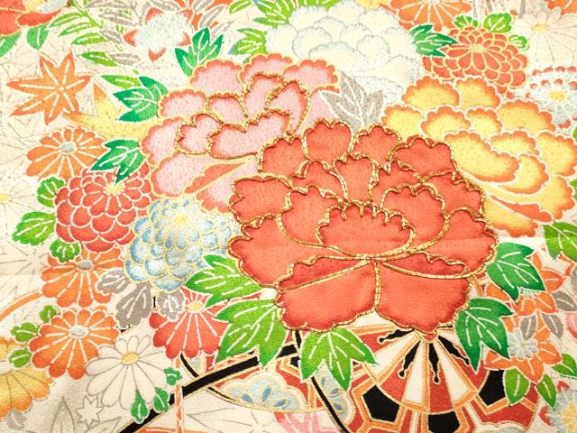 平和屋着物[]お宮参り　女の子　祝着　産着　初着　のしめ　鈴　花筏　暈し染め　金彩　逸品　DABC5033ma
