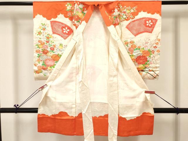 平和屋着物[]お宮参り　女の子　祝着　産着　初着　のしめ　鈴　花筏　暈し染め　金彩　逸品　DABC5033ma