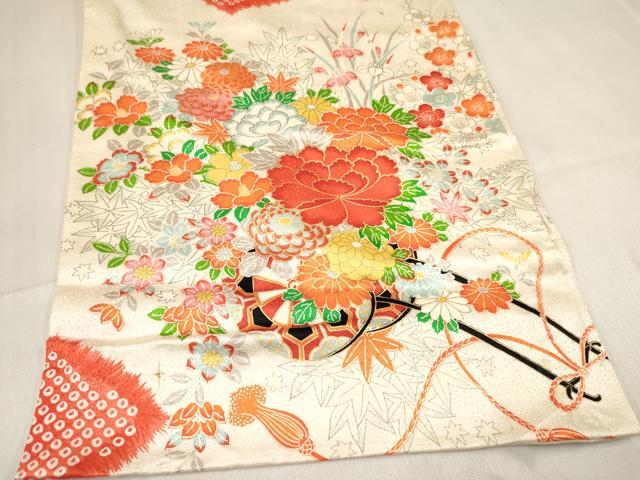 平和屋着物[]お宮参り　女の子　祝着　産着　初着　のしめ　鈴　花筏　暈し染め　金彩　逸品　DABC5033ma