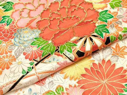 平和屋着物[]お宮参り　女の子　祝着　産着　初着　のしめ　鈴　花筏　暈し染め　金彩　逸品　DABC5033ma