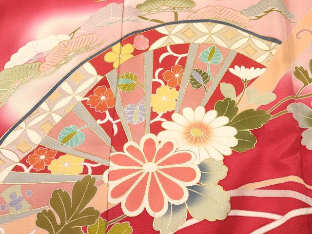 平和屋着物[]お宮参り　女の子　祝着　産着　初着　のしめ　片輪車花文　暈し染め　金銀彩　逸品　DABC5034ma