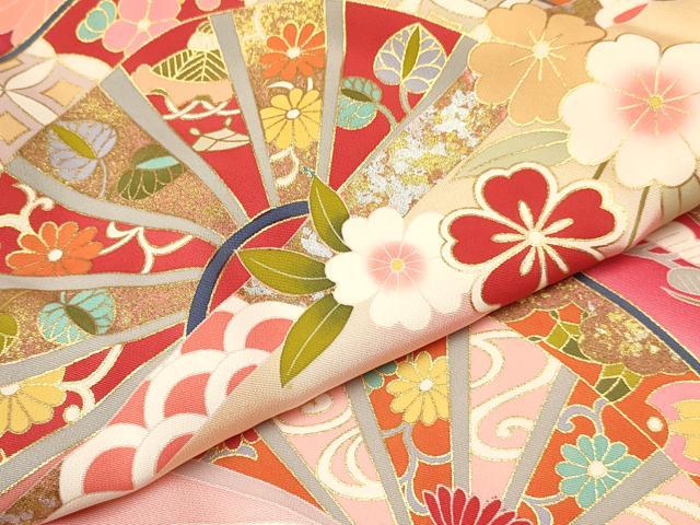 平和屋着物[]お宮参り　女の子　祝着　産着　初着　のしめ　片輪車花文　暈し染め　金銀彩　逸品　DABC5034ma