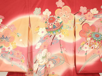 平和屋着物[]お宮参り　女の子　祝着　産着　初着　のしめ　鞠花文　暈し染め　金彩　逸品　DABC5035ma