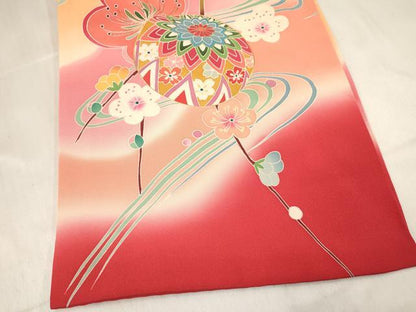 平和屋着物[]お宮参り　女の子　祝着　産着　初着　のしめ　鞠花文　暈し染め　金彩　逸品　DABC5035ma