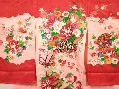 平和屋着物[]お宮参り　女の子　祝着　産着　初着　のしめ　糸車　花車　暈し染め　金彩　逸品　DABC5036ma