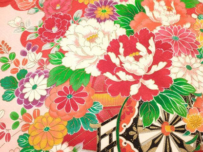 平和屋着物[]お宮参り　女の子　祝着　産着　初着　のしめ　糸車　花車　暈し染め　金彩　逸品　DABC5036ma