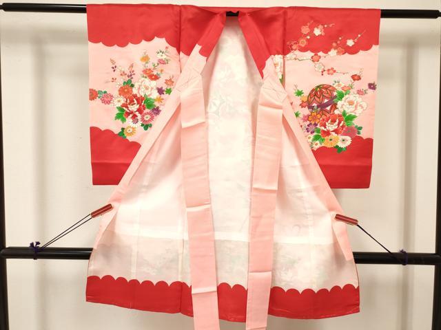 平和屋着物[]お宮参り　女の子　祝着　産着　初着　のしめ　糸車　花車　暈し染め　金彩　逸品　DABC5036ma