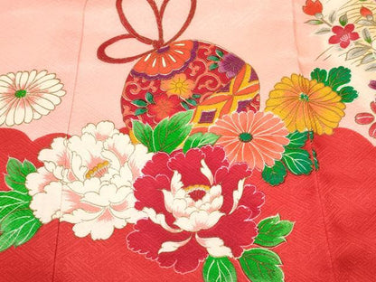 平和屋着物[]お宮参り　女の子　祝着　産着　初着　のしめ　糸車　花車　暈し染め　金彩　逸品　DABC5036ma