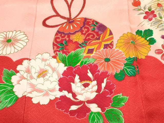 平和屋着物[]お宮参り　女の子　祝着　産着　初着　のしめ　糸車　花車　暈し染め　金彩　逸品　DABC5036ma