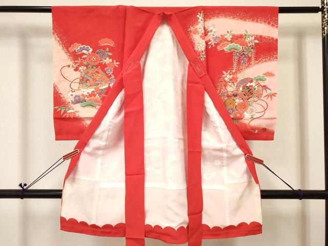 平和屋着物[]お宮参り　女の子　祝着　産着　初着　のしめ　雪輪花車文　暈し染め　逸品　DABC5037ma
