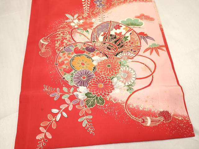 平和屋着物[]お宮参り　女の子　祝着　産着　初着　のしめ　雪輪花車文　暈し染め　逸品　DABC5037ma