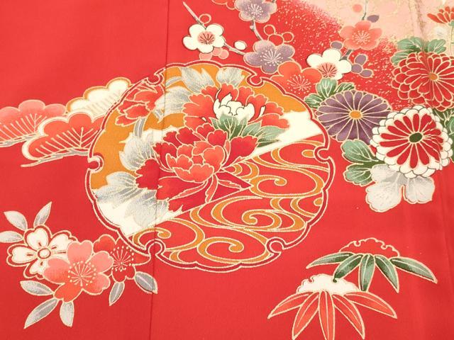 平和屋着物[]お宮参り　女の子　祝着　産着　初着　のしめ　雪輪花車文　暈し染め　逸品　DABC5037ma