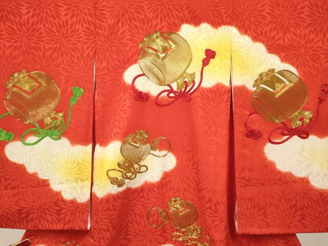 平和屋着物[]お宮参り　女の子　祝着　産着　初着　のしめ　駒刺繍　雲重ね　打ち出の小槌　暈し染め　逸品　DABC5038ma