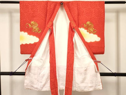 平和屋着物[]お宮参り　女の子　祝着　産着　初着　のしめ　駒刺繍　雲重ね　打ち出の小槌　暈し染め　逸品　DABC5038ma