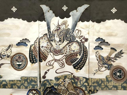 平和屋着物[]お宮参り　男の子　祝着　産着　初着　のしめ　龍　兜　吉祥文　金彩　逸品　DABC5040ma