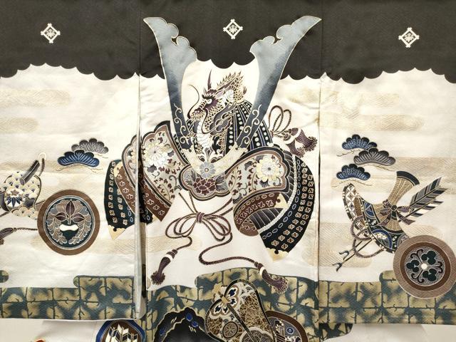平和屋着物[]お宮参り　男の子　祝着　産着　初着　のしめ　龍　兜　吉祥文　金彩　逸品　DABC5040ma