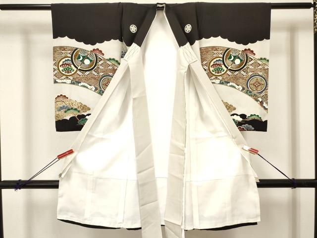 平和屋着物[]お宮参り　男の子　祝着　産着　初着　のしめ　鷹　鷲　熨斗吉祥文　金彩　逸品　DABC5041ma