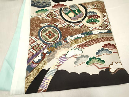 平和屋着物[]お宮参り　男の子　祝着　産着　初着　のしめ　鷹　鷲　熨斗吉祥文　金彩　逸品　DABC5041ma