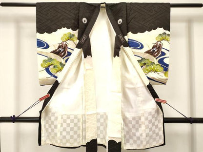 平和屋着物[]お宮参り　男の子　祝着　産着　初着　のしめ　刺繍　鷹　鷲　流水松文　金彩　逸品　DABC5045ma