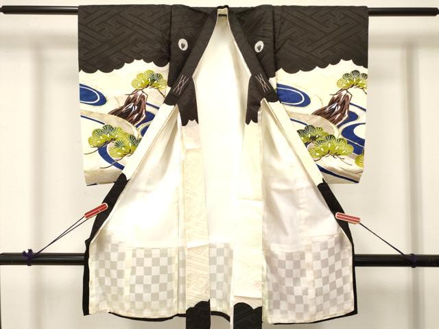平和屋着物[]お宮参り　男の子　祝着　産着　初着　のしめ　刺繍　鷹　鷲　流水松文　金彩　逸品　DABC5045ma