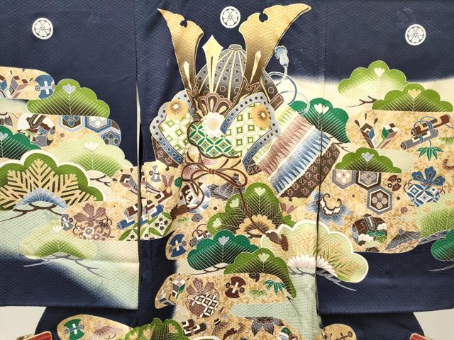 平和屋着物[]お宮参り　男の子　祝着　産着　初着　のしめ　兜　宝尽くし松文　暈し染め　金彩　逸品　DABC5047ma