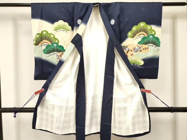 平和屋着物[]お宮参り　男の子　祝着　産着　初着　のしめ　兜　宝尽くし松文　暈し染め　金彩　逸品　DABC5047ma