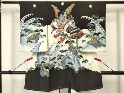 平和屋着物[]お宮参り　男の子　祝着　産着　初着　のしめ　龍　兜　立波松文　金彩　逸品　DABC5054ma