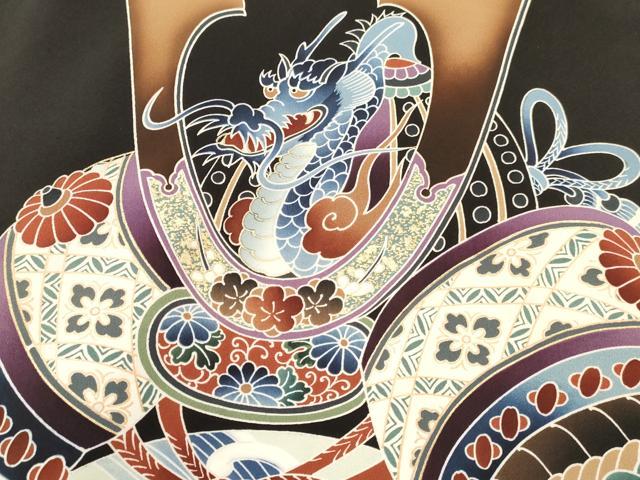 平和屋着物[]お宮参り　男の子　祝着　産着　初着　のしめ　龍　兜　立波松文　金彩　逸品　DABC5054ma