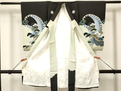 平和屋着物[]お宮参り　男の子　祝着　産着　初着　のしめ　龍　兜　立波松文　金彩　逸品　DABC5054ma
