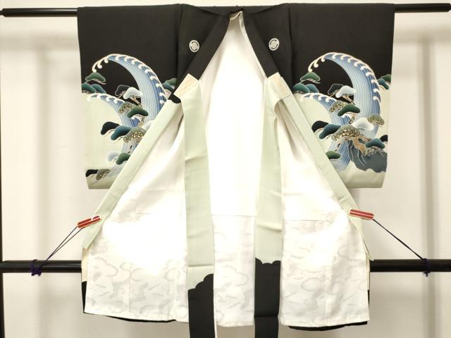 平和屋着物[]お宮参り　男の子　祝着　産着　初着　のしめ　龍　兜　立波松文　金彩　逸品　DABC5054ma
