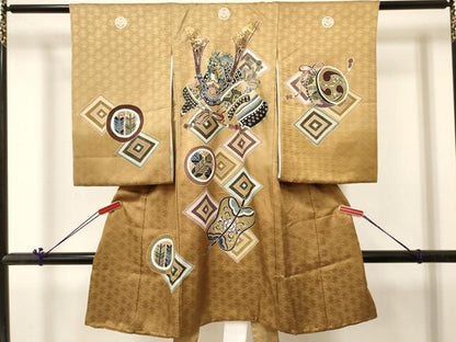 平和屋着物[]お宮参り　男の子　祝着　産着　初着　のしめ　龍　兜　吉祥文　暈し染め　金銀彩　逸品　DABC5056ma