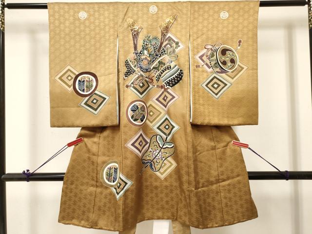平和屋着物[]お宮参り　男の子　祝着　産着　初着　のしめ　龍　兜　吉祥文　暈し染め　金銀彩　逸品　DABC5056ma