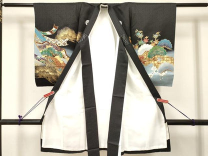平和屋着物[]お宮参り　男の子　祝着　産着　初着　のしめ　刺繍　鷹　鷲　打ち出の小槌　松文　暈し染め　金彩　逸品　DABC5058ma