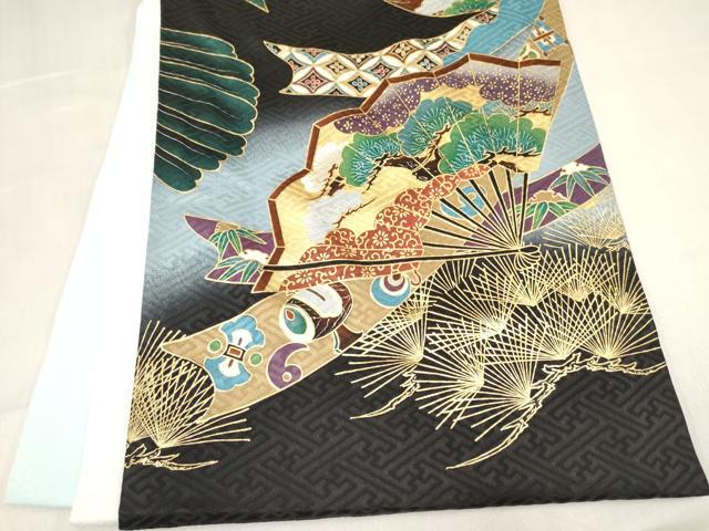 平和屋着物[]お宮参り　男の子　祝着　産着　初着　のしめ　刺繍　鷹　鷲　打ち出の小槌　松文　暈し染め　金彩　逸品　DABC5058ma