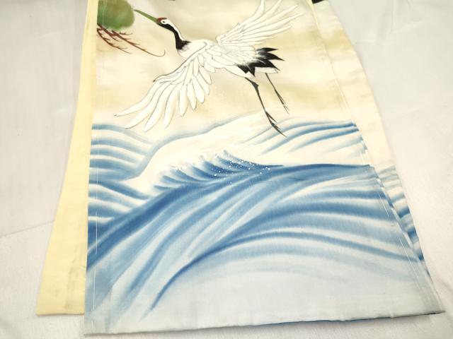 平和屋着物[]お宮参り　男の子　祝着　産着　初着　のしめ　肌襦袢付き　駒刺繍　宝船　立波飛鶴文　暈し染め　金彩　逸品　DABC5060ma