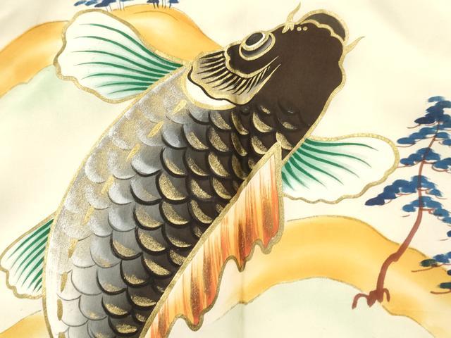 平和屋着物[]お宮参り　男の子　祝着　産着　初着　のしめ　鯉　立波松文　暈し染め　金銀彩　逸品　DABC5061ma