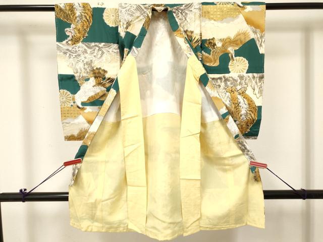 平和屋着物[]お宮参り　男の子　祝着　産着　初着　のしめ　虎　寅　鷹　鷲　風景文　金彩　逸品　DABC5066ma