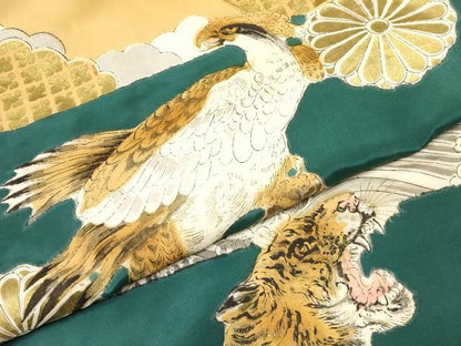 平和屋着物[]お宮参り　男の子　祝着　産着　初着　のしめ　虎　寅　鷹　鷲　風景文　金彩　逸品　DABC5067ma