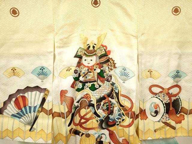 平和屋着物[]お宮参り　男の子　祝着　産着　初着　のしめ　手描き　駒刺繍　童子　兜　吉祥文　暈し染め　逸品　DABC5068ma