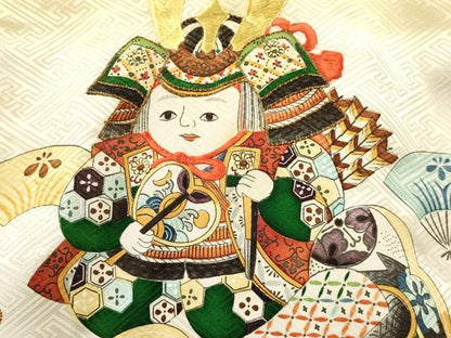 平和屋着物[]お宮参り　男の子　祝着　産着　初着　のしめ　手描き　駒刺繍　童子　兜　吉祥文　暈し染め　逸品　DABC5068ma