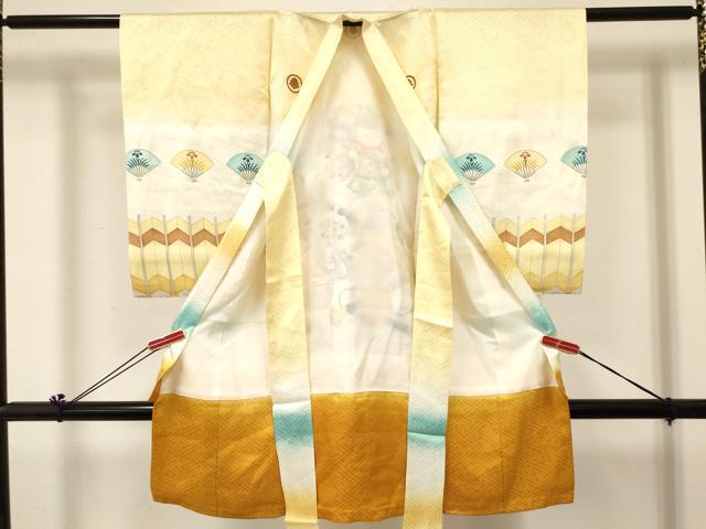 平和屋着物[]お宮参り　男の子　祝着　産着　初着　のしめ　手描き　駒刺繍　童子　兜　吉祥文　暈し染め　逸品　DABC5068ma